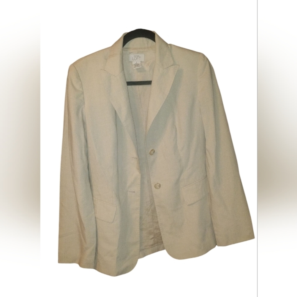 Ann Taylor LOFT Linen Blazer Jacket Women’s  Beige, Cream  Long Sleeve SZ 2